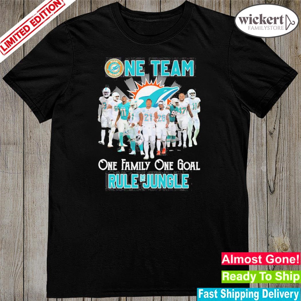 Official miamI dolphins one team one family rule the jungle shirt
