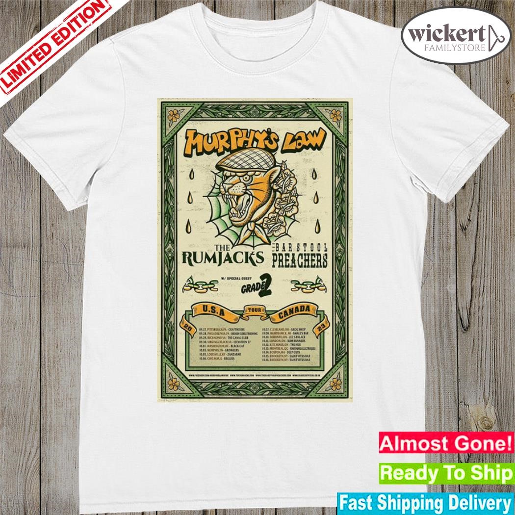 Official murphy's law the rumjacks barstool preachers usa Canada september and october 2023 poster shirt