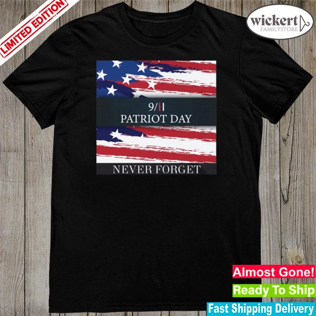 Official never forget with an image of a distressed American flag shirt