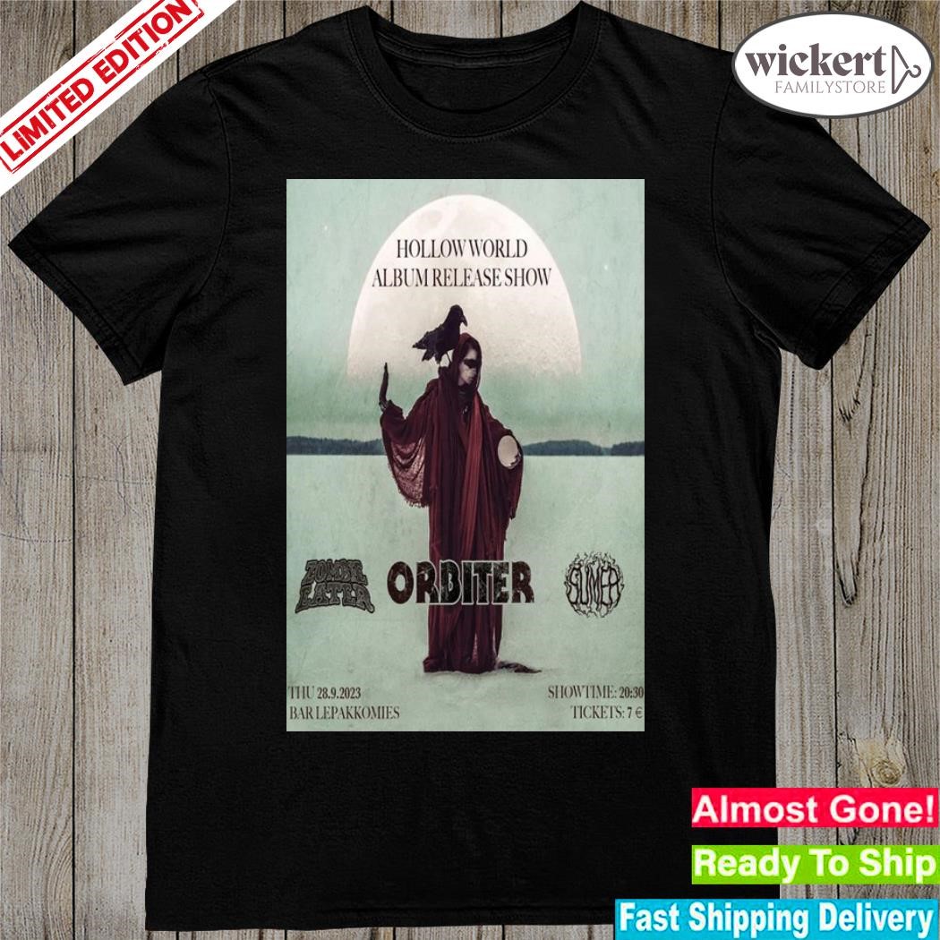 Official orbiter hollow world album release show bar lepakkomies sept 2023 poster shirt