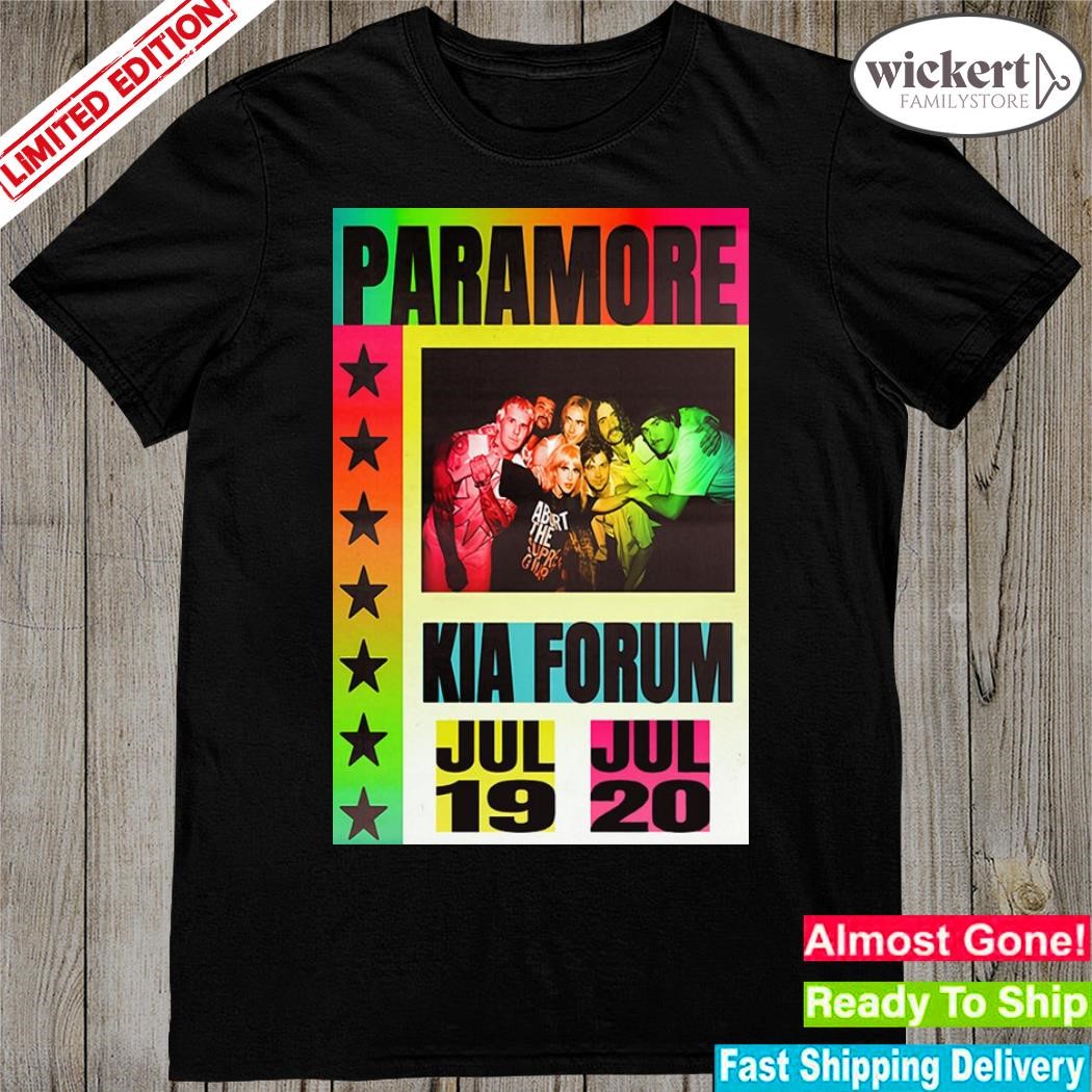 Official paramore at kia forum inglewood ca us july 19 20 2023 logo shirt