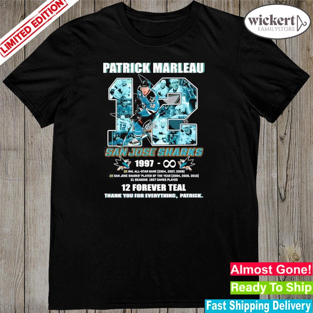 Official patrick marleau 1997 12 forever teal thank you for everything shirt