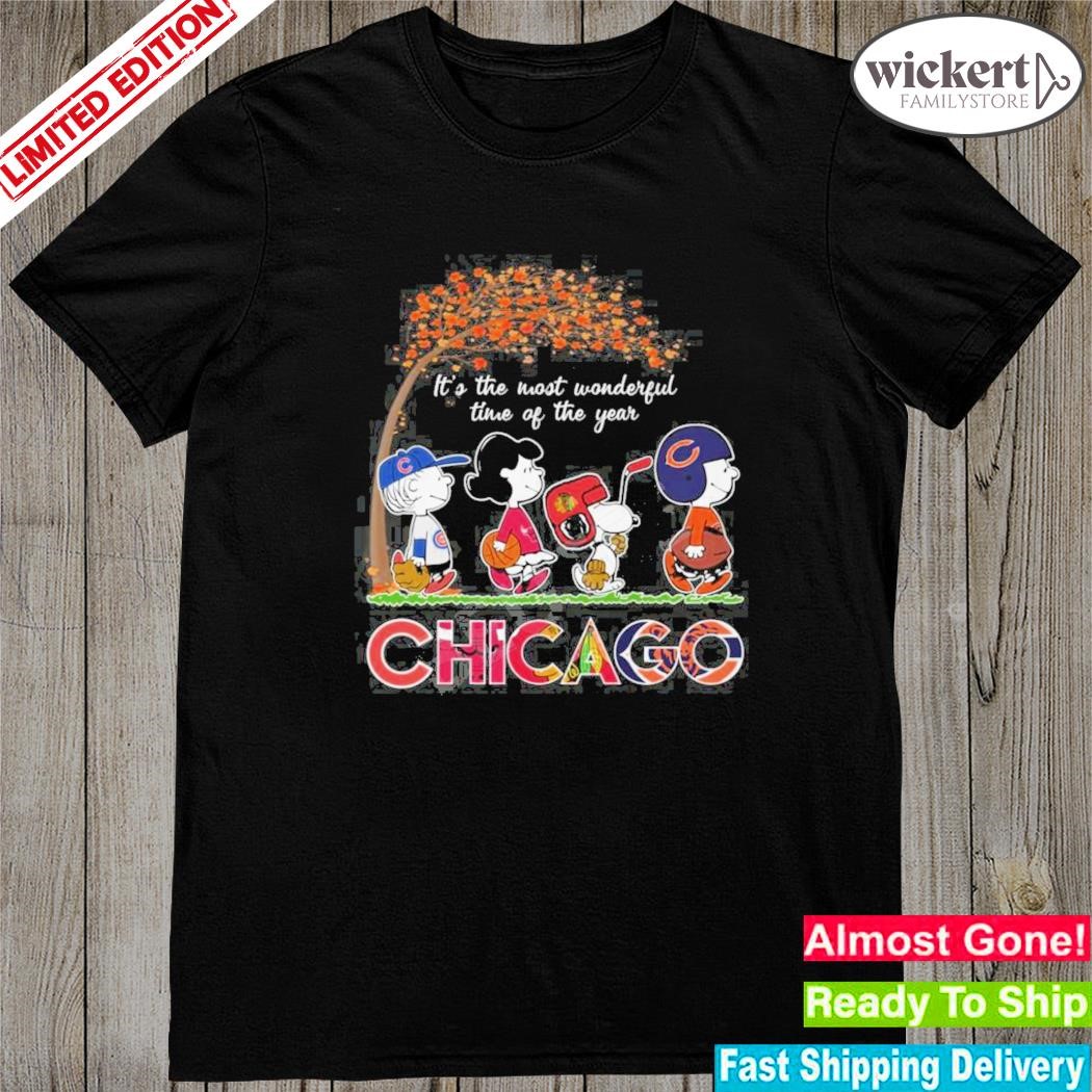 Official peanuts chicago sport teams it's the most wonderful time of the year shirt