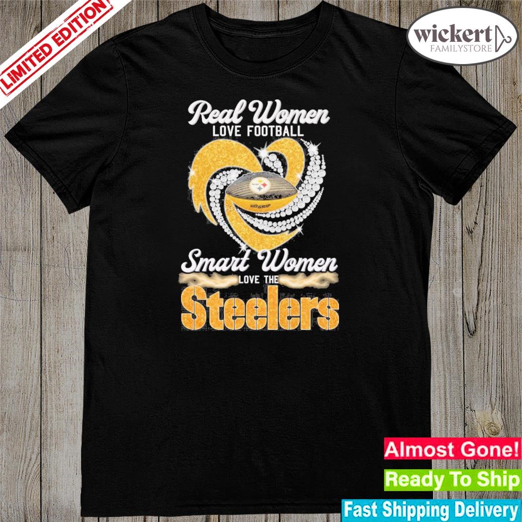 Official real women love Football smart women love the Steelers heart shirt