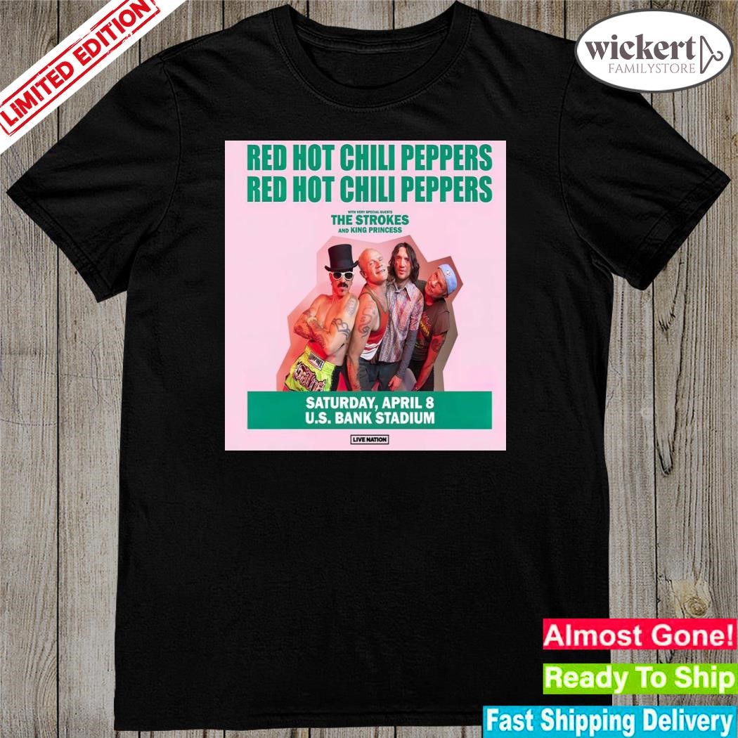 Official red hot chilI peppers bring 2023 global tour to u.s. bank stadium on saturday april 8 post shirt