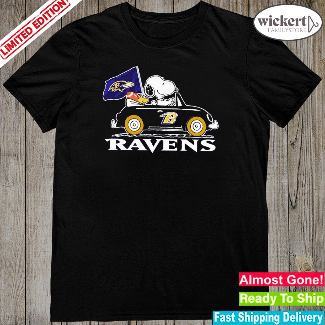 Official snoopy and Woodstock car flag ravens shirt
