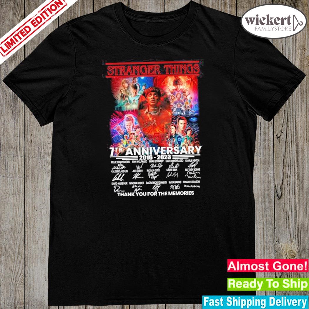 Official stranger things 7th anniversary 2016 2023 thank you for the memories shirt