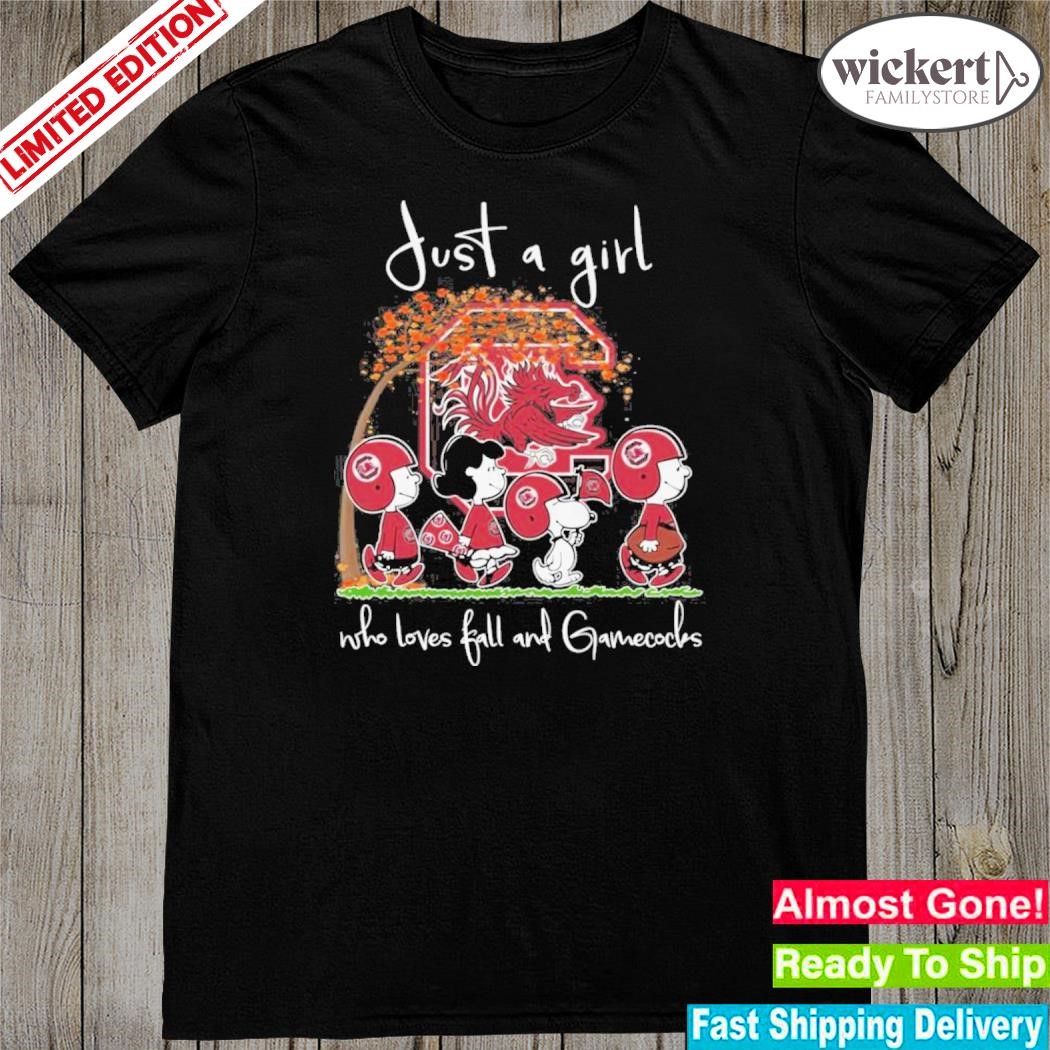 Official the Peanuts Just A Girl Who Loves Fall And Gamecocks Shirt
