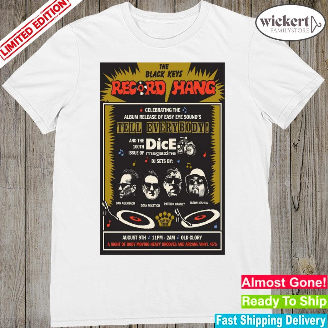 Official the black keys record hang fresh friends ripping 45s nashville Tennessee august 9 2023 event poster shirt