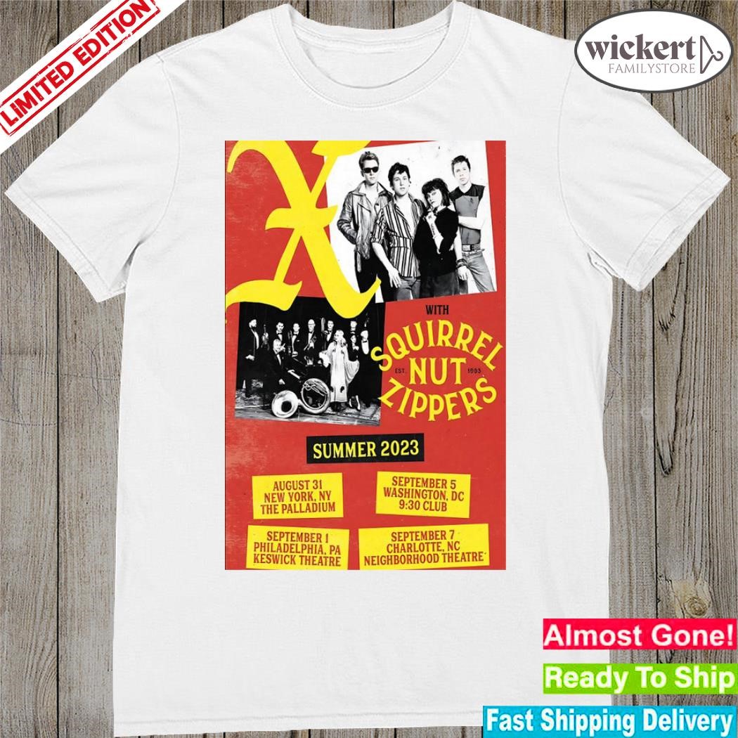 Official x the band with squirrel nut zippers tour summer 2023 poster shirt