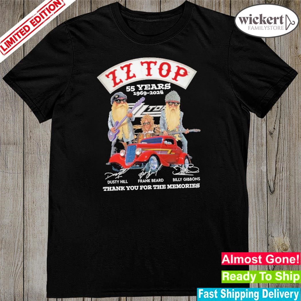 Official zz top 55 years 1969 2023 thank you for the memories shirt