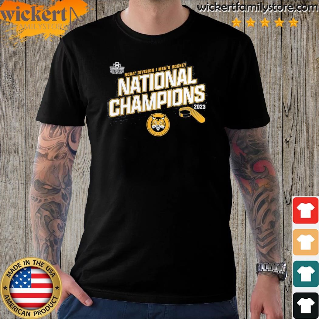 Quinnipiac Bobcats Fanatics Branded 2023 NCAA Men's Ice Hockey National Champions T-Shirt