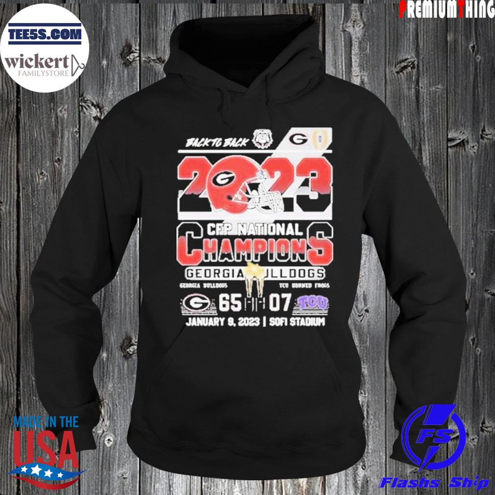 Back to back 2023 cfp national champions georgia bulldogs vs tcu horned frogs 65-07 s Hoodie