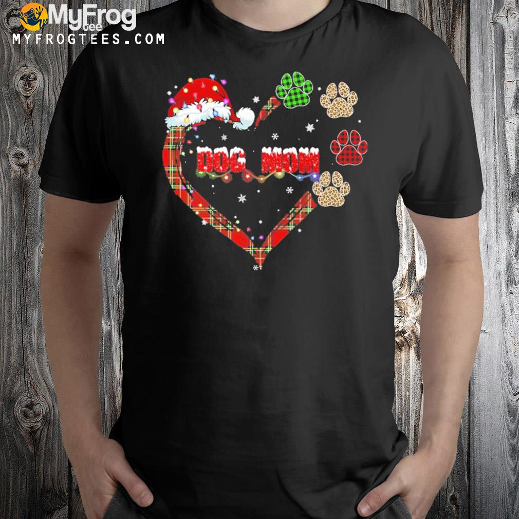 Dog mom christmas footprint dog love t-shirt