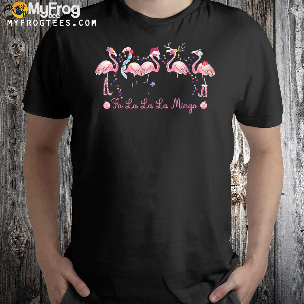 Fa La La Mingo Flamingo Christmas Tree Lights Tropical Xmas Gift Shirt