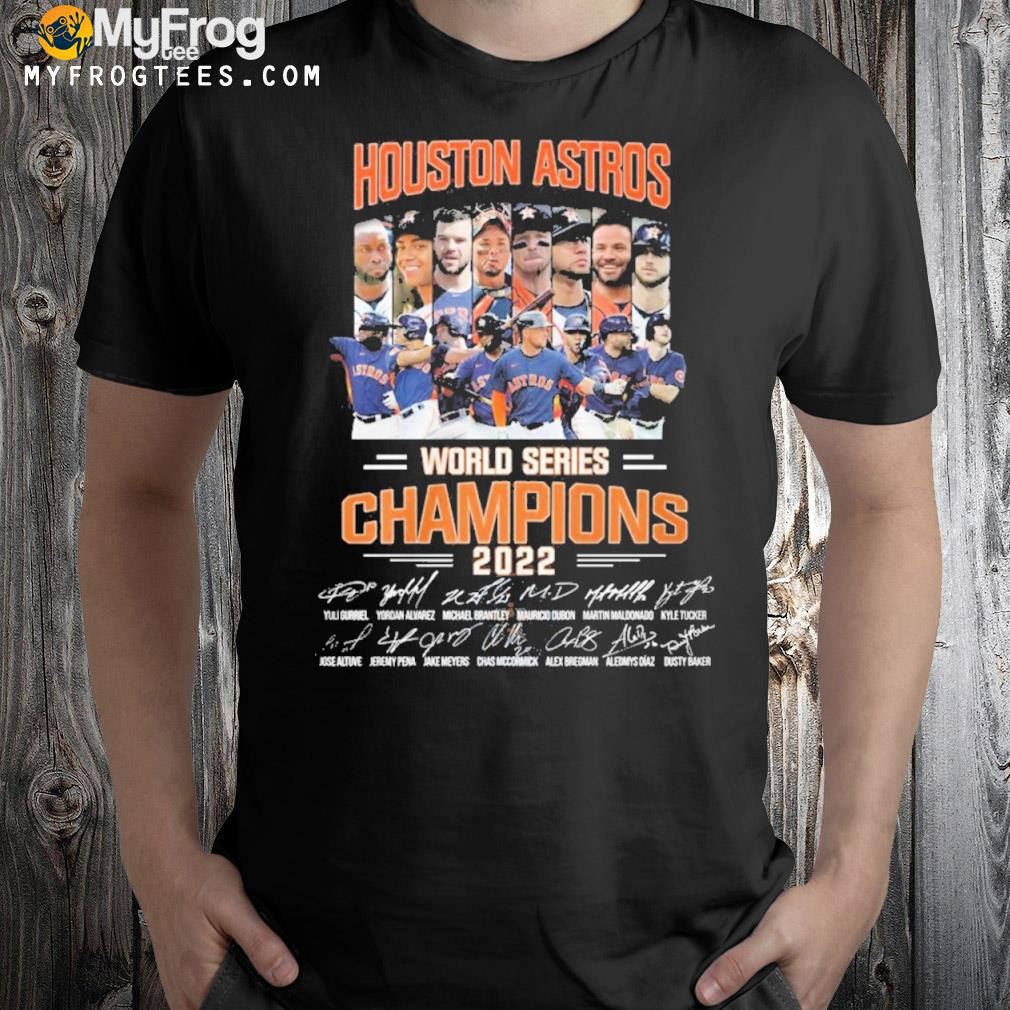 Houston astros world series champions 2022 team player signatures shirt
