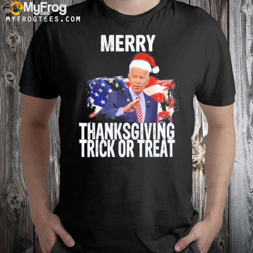 Joe Biden Merry Thanksgiving Trick or Treat USA Flag Shirt