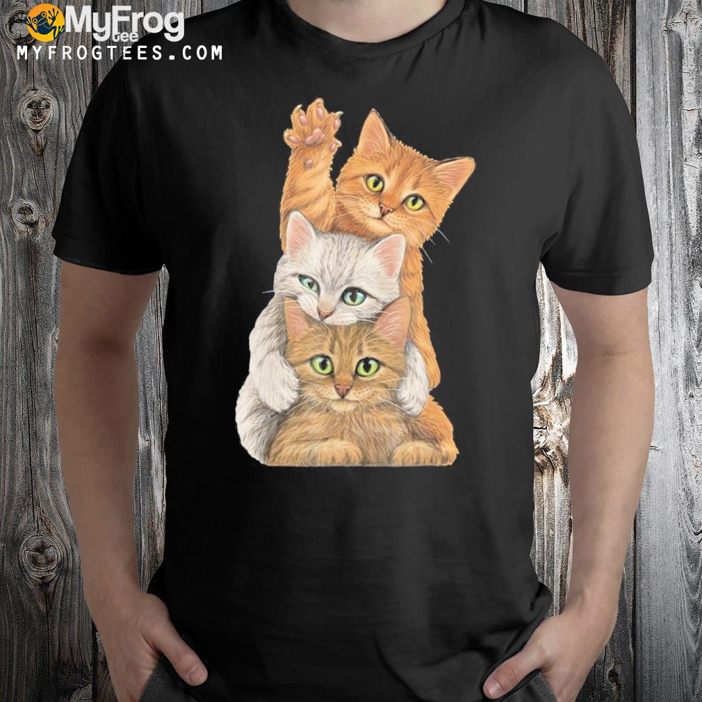 Little cats playing build wall lovers kitty kittens shirt