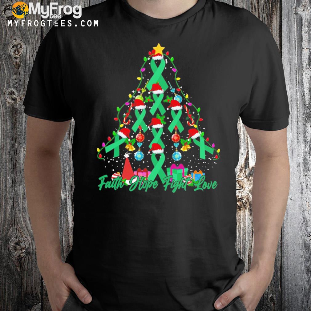Liver cancer faith hope fight love tree christmas t-shirt