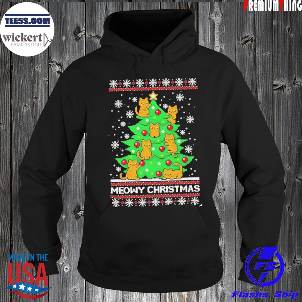 Meowy Merry Christmas tree cat lover ugly s Hoodie