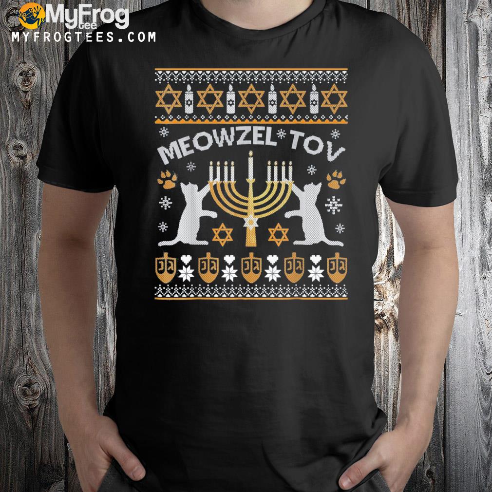 Meowzel Tov Funny Chanukah Hanukkah Ugly Sweater T-Shirt