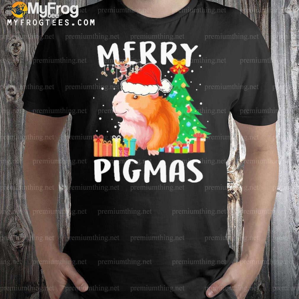 Merry pigmas santa hat Christmas tree Christmas guineapig shirt