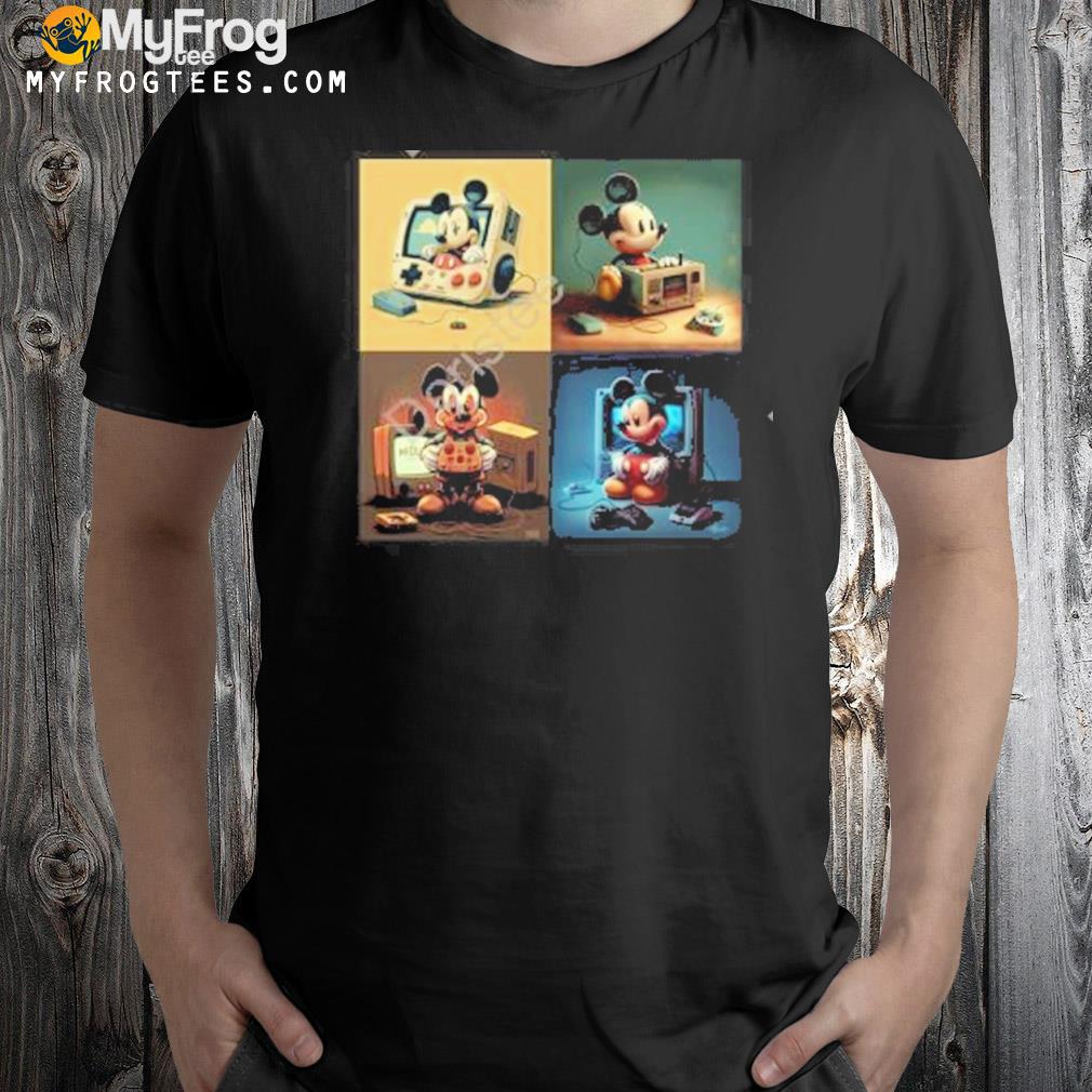 Mickey mouse in the style of nintendo logo shirt