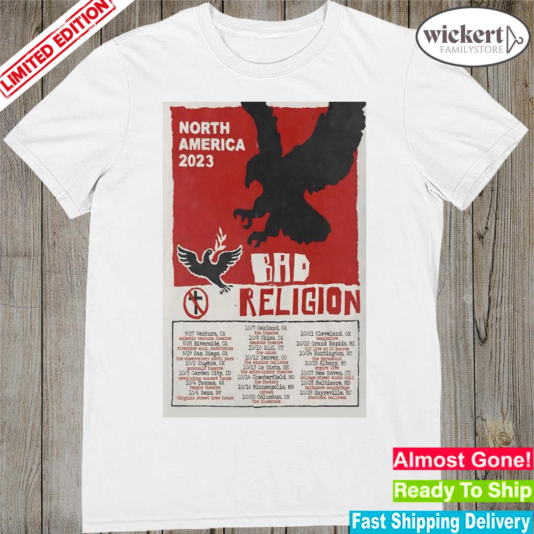 Official 2023 bad religion north America tour poster shirt