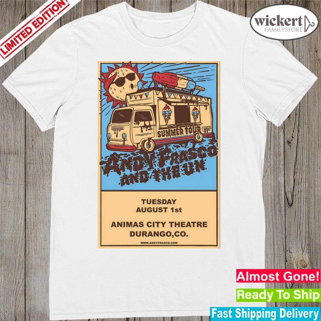 Official andy frasco and the u.n rock band summer tour august tour 2023 animas city theatre durango co poster shirt
