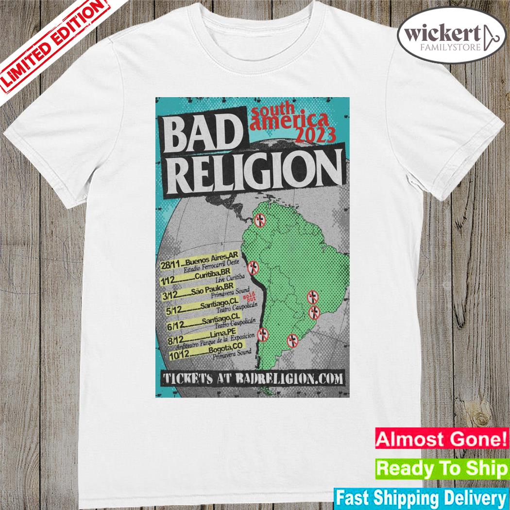 Official bad religion tour south America 2023 limited poster shirt