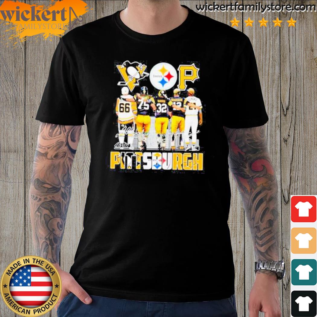 Official mario Lemieux And Joe Greene And James Harrison And Terry Bradshaw And Clemente Pittsburgh Signatures T-Shirt