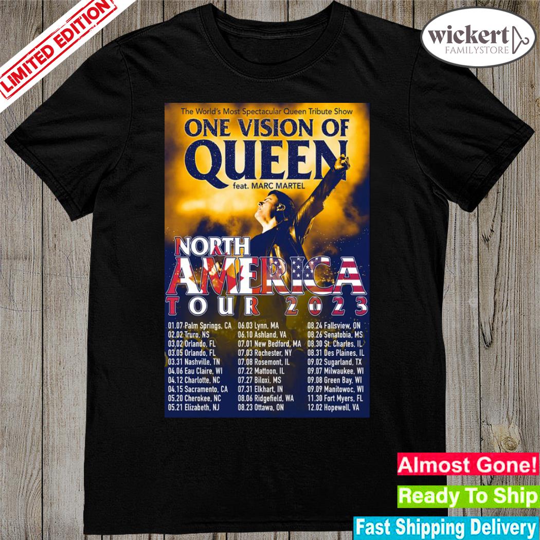Official one vision of queen feat marc martel north America tour 2023 poster shirt