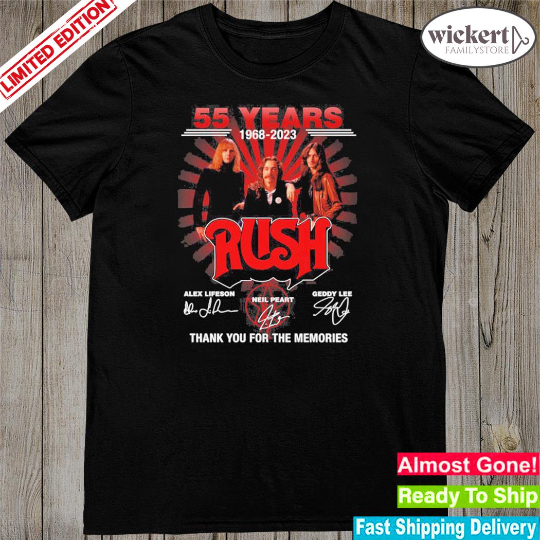 Official rush 55 years 1968 2023 memories shirt