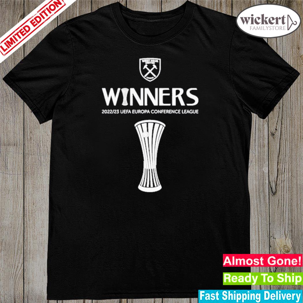 Official winners 2023 uefa europa conference league west ham shirt