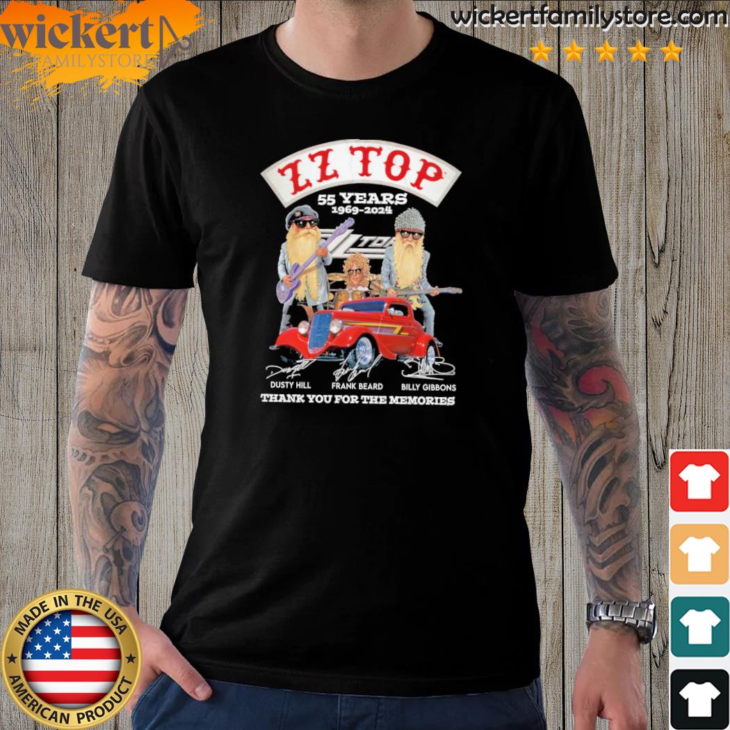 Official zztop 55 years 1969 2024 thank you for the memories shirt