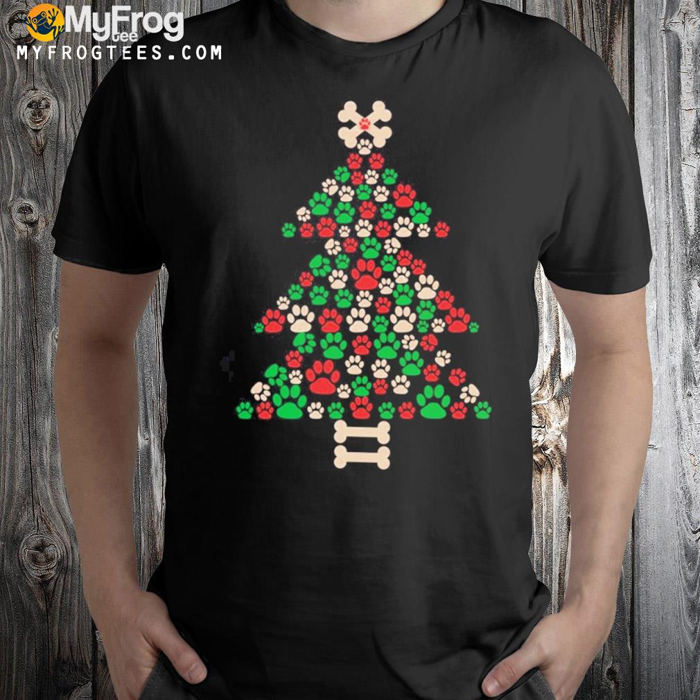Paw Prints Tree Dog Christmas T-Shirt