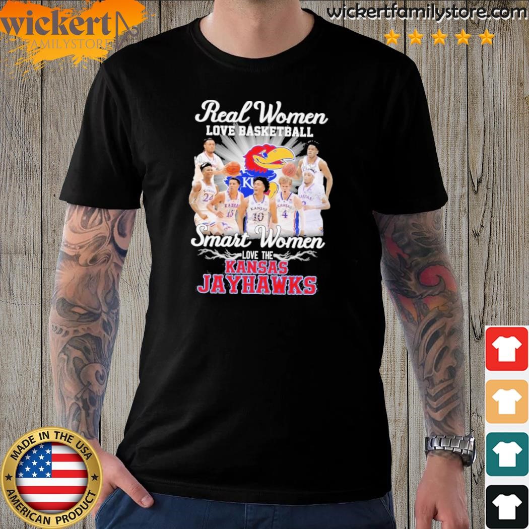 real women love basketball smart women love the kansas jayhawks team player 2023 t-shirt