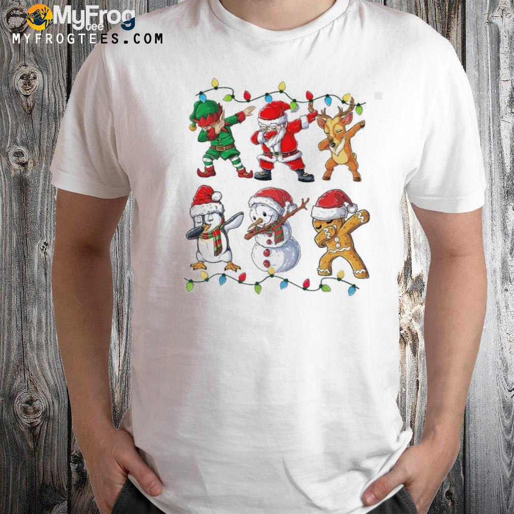 Santa Claus ELF Snowman Reindeer and Friends Dabbing Christmas T-shirt