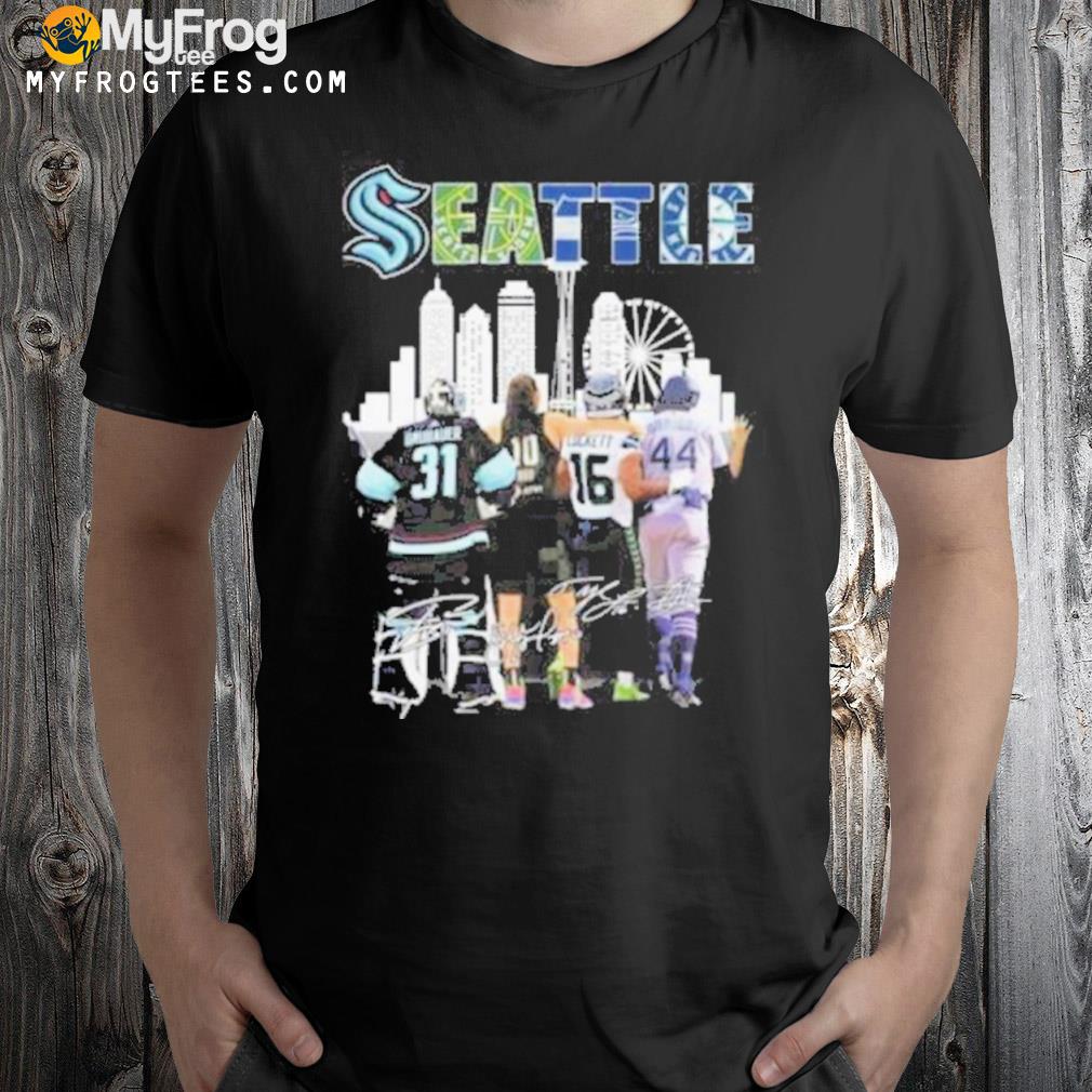 Seattle sports team grubauer bird and lockett legends signatures shirt