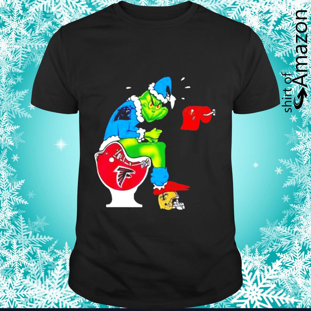 Funny Atlanta Falcons the Grinch Carolina panthers shit on toilet Christmas  shirt - T-Shirt AT Fashion LLC